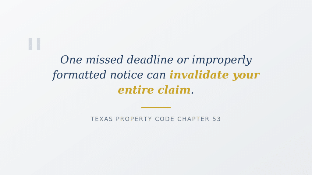 Texas Lien Law Critical Deadline Warning