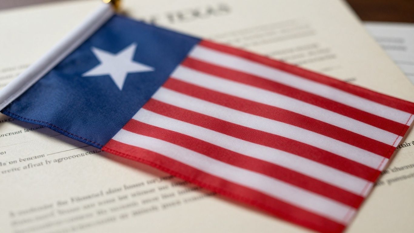 Texas flag and legal documents