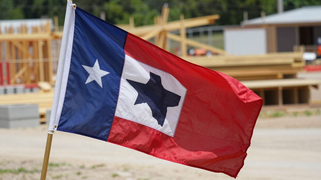 Texas flag and construction materials