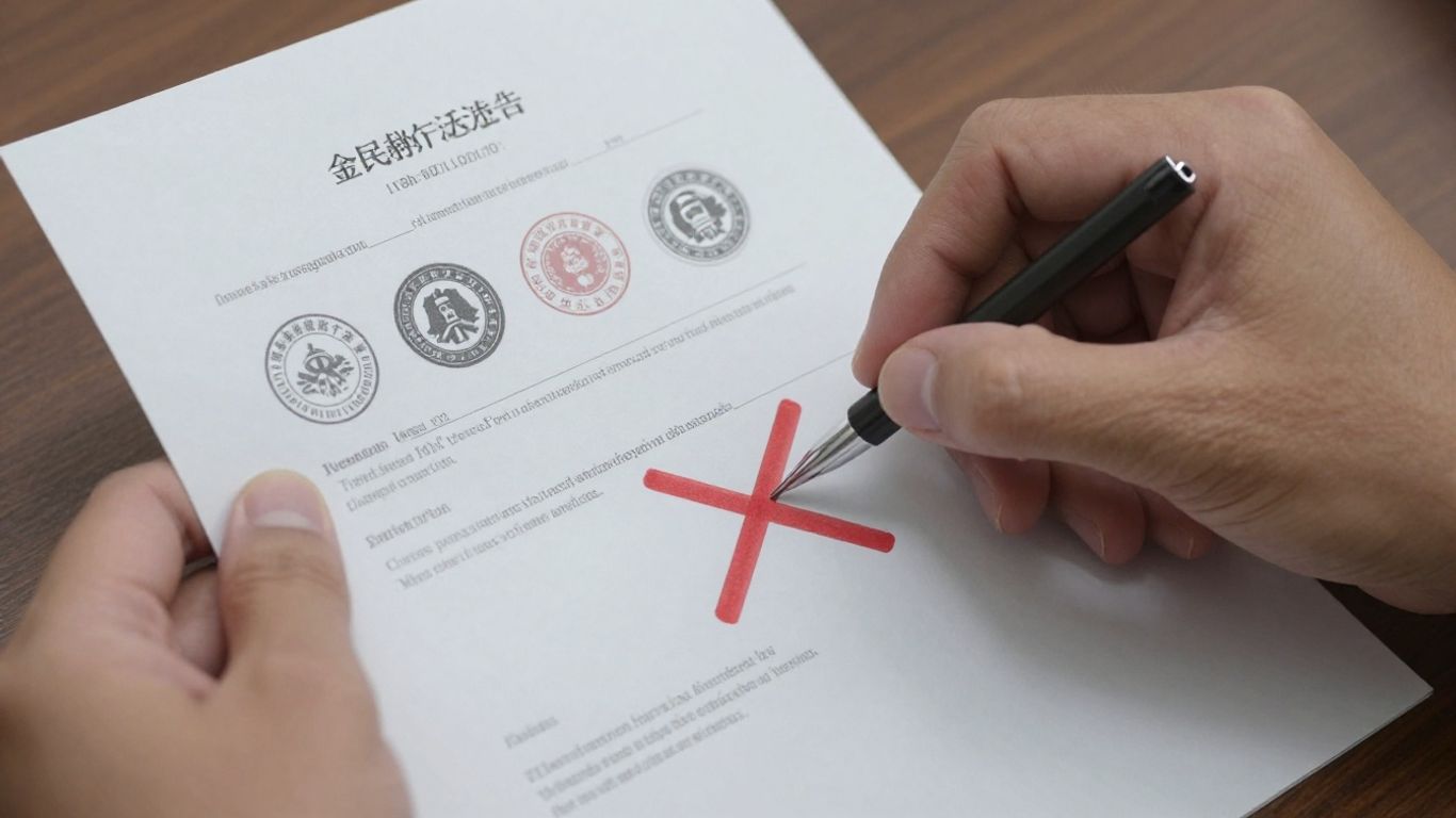 Hand marking a document to avoid lien filing errors.
