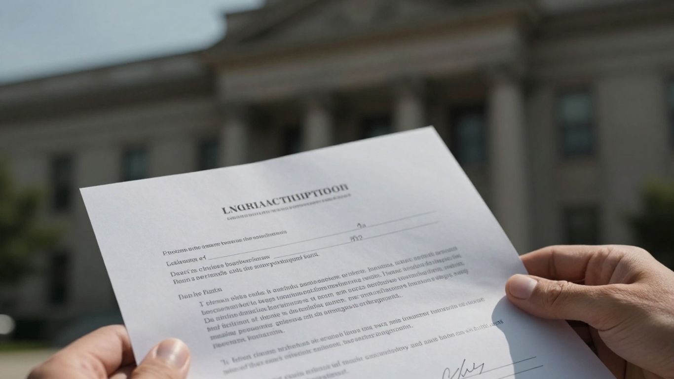 Lien affidavit document with courthouse background.