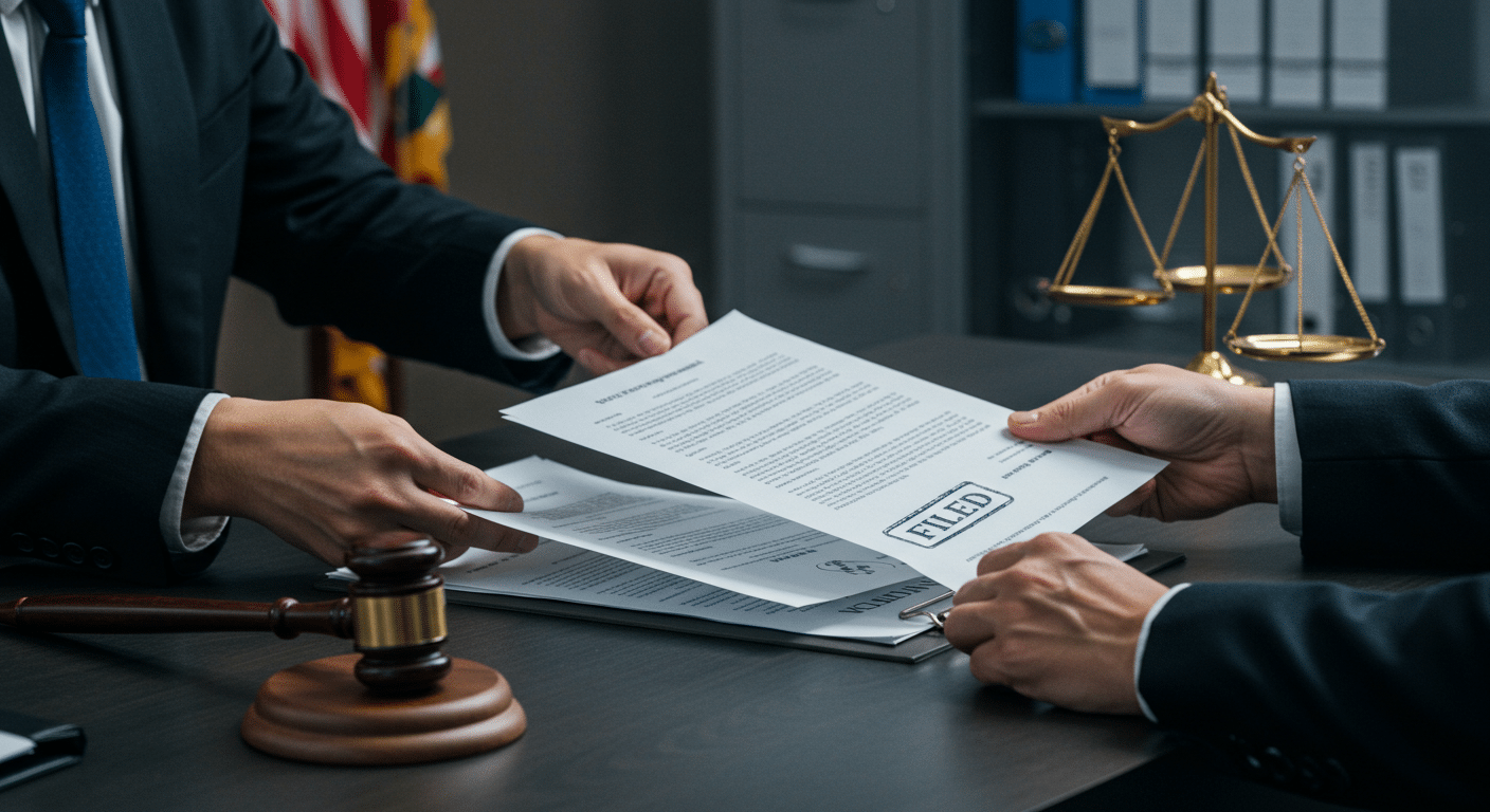Filing Mechanic's Lien Affidavit Texas County Clerk Declaración jurada de gravamen de mecánico que se presenta en la oficina del secretario del condado de Texas.