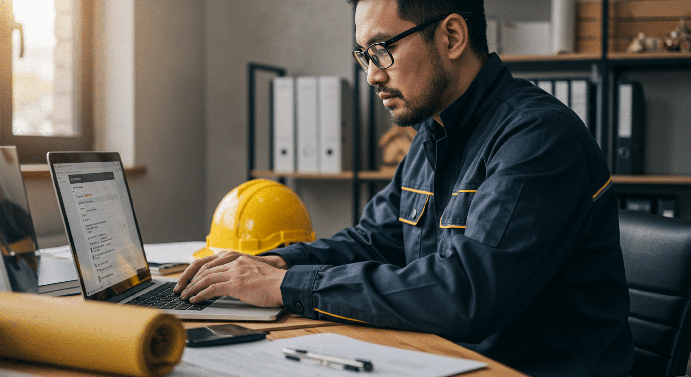 Texas contractor using digital tools to file labor lien documents online.